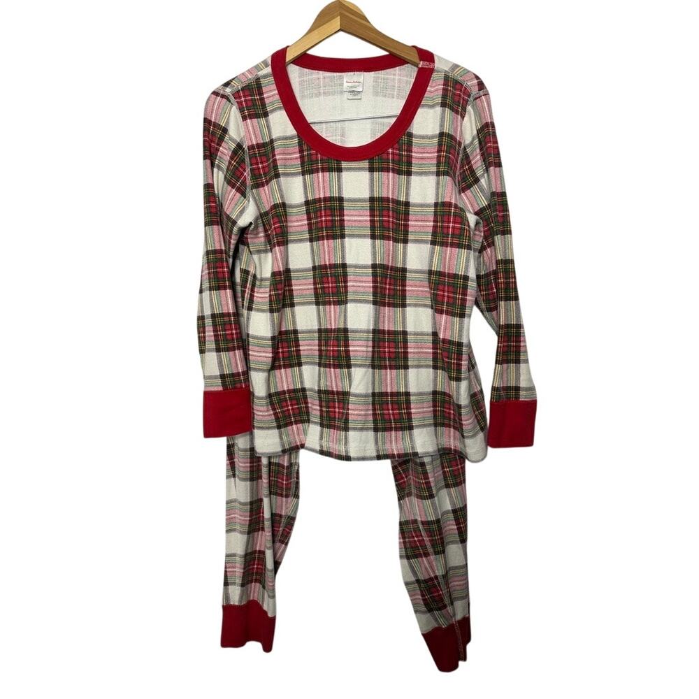 Hanna Andersson Red Plaid Pajama Set Shirt & Pants  Size XL 100% Cotton
